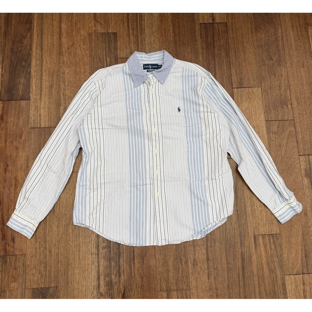 Polo Ralph Lauren Blue White Men's XL Striped Button Down Shirt
